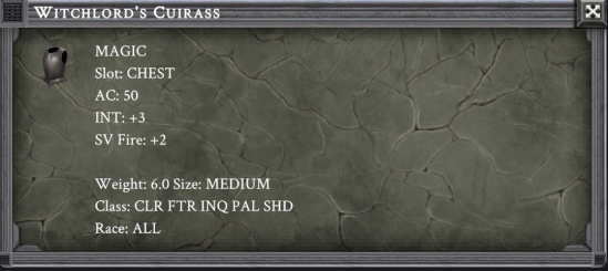 WITCHLORD'S CUIRASS item card